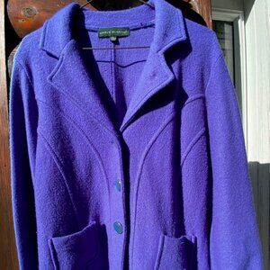 Harve Bernard Cardigan Sweater Like Jacket BluPur w/Front Buttons& Pockets Large